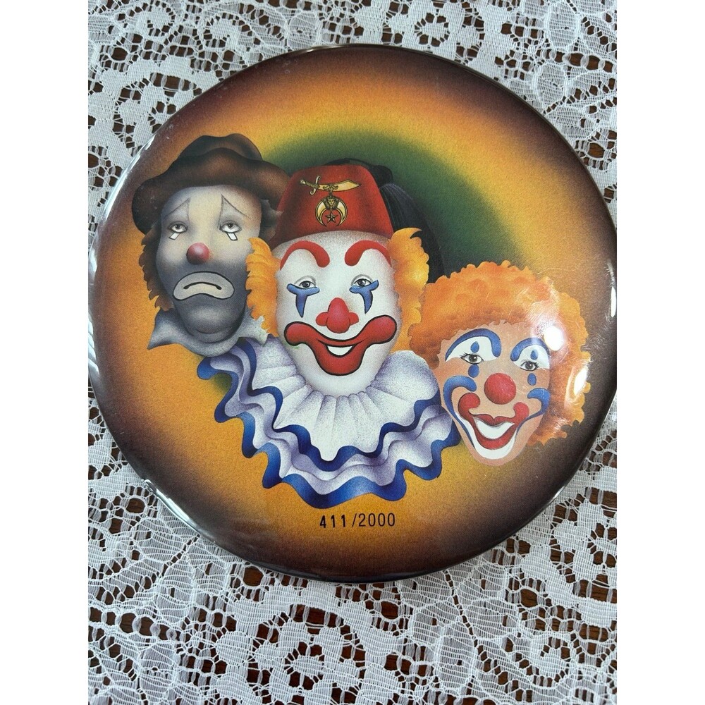 Vintage Vibrant Clown Trio Decorative Pin i
